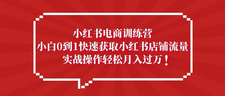 小红书电商训练营，小白0到1快速获取小红书店铺流量插图