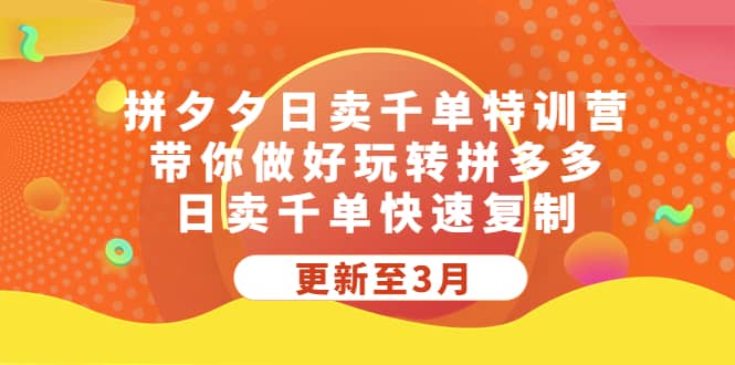 拼夕夕日卖千单特训营，带你做好玩转拼多多，日卖千单快速复制 (更新至3月)插图