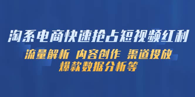 淘系电商快速抢占短视频红利：流量解析 内容创作 渠道投放 爆款数据分析等插图