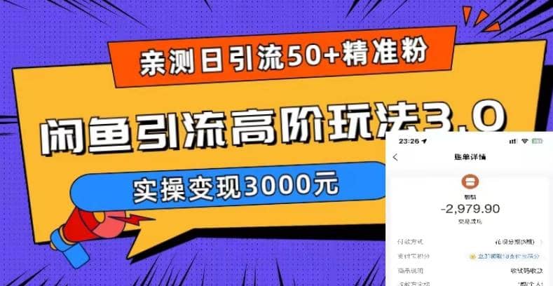 实测日引50 精准粉，闲鱼引流高阶玩法3.0，实操变现3000元插图