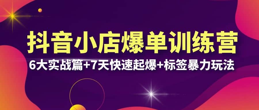 抖音小店爆单训练营VIP线下课：6大实战篇 7天快速起爆 标签暴力玩法(32节)插图