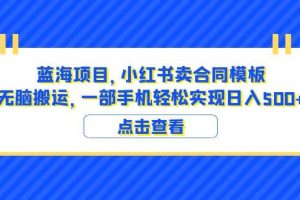 蓝海项目 小红书卖合同模板 无脑搬运 一部手机日入500 （教程 4000份模板）