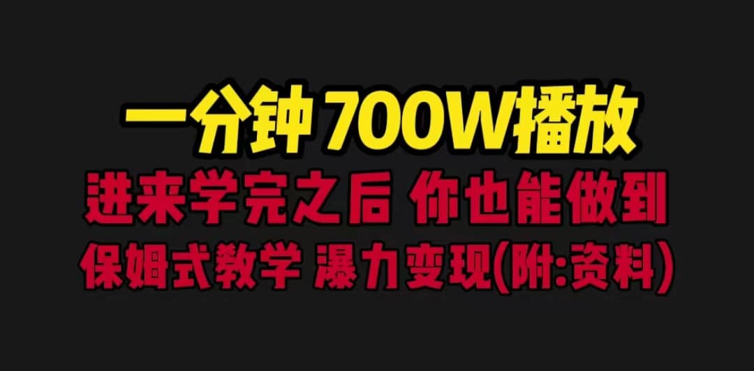 一分钟700W播放 进来学完 你也能做到 保姆式教学 暴力变现（教程 83G素材）插图