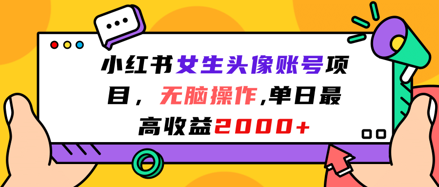 小红书女生头像账号项目，无脑操作，单日最高收益2000插图