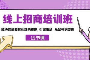 线上·招商培训班，解决流量和转化难的难题 引爆市场 从起号到变现（15节）