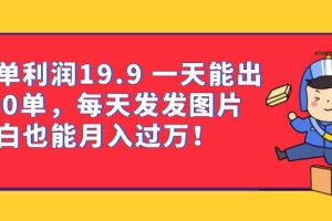 一单利润19.9 一天能出100单，每天发发图片 小白也能月入过万（教程 资料）