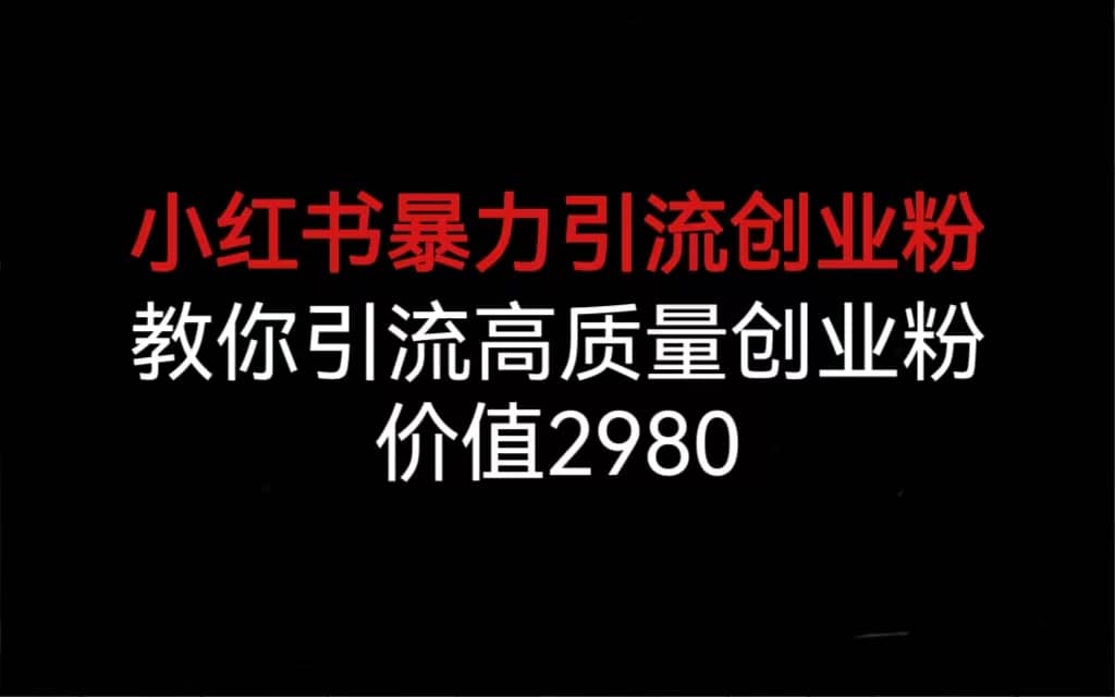 小红书暴力引流创业粉，教你引流高质量创业粉，价值2980插图