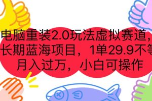 电脑重装2.0玩法虚拟赛道，长期蓝海项目 一单29.9不等 月入过万 小白可操作