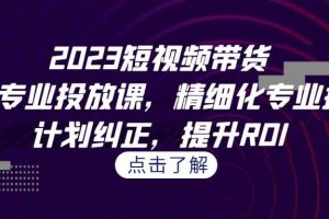 2023短视频带货-千川专业投放课，精细化专业投放，计划纠正，提升ROI