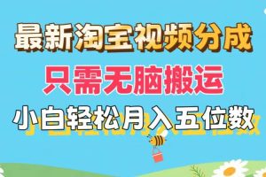 最新淘宝视频分成，只需无脑搬运，小白也能轻松月入五位数，可矩阵批量…