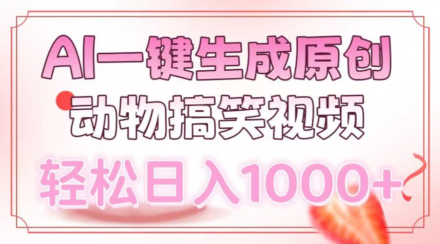 AI一键生成原创动物搞笑视频，轻松日入1000+